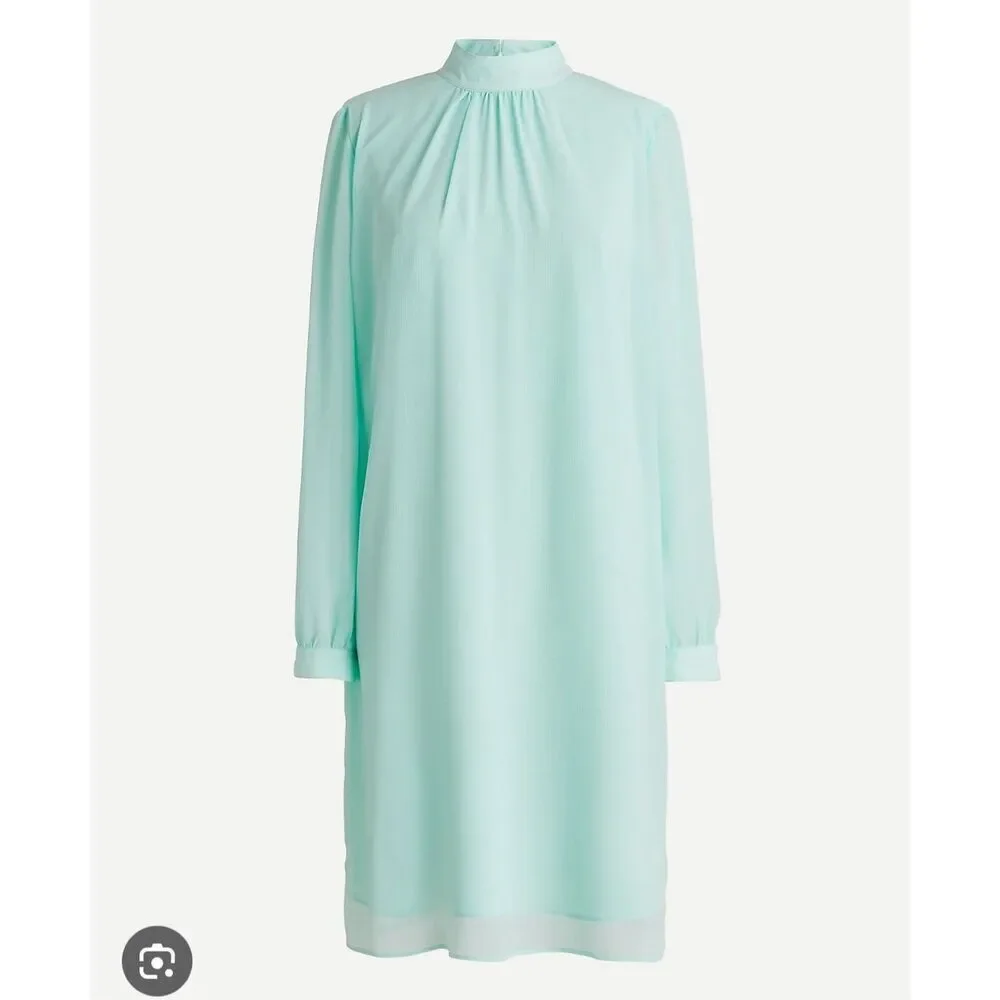 🔥🔥5 for $25🔥🔥 J crew minty green Long-sheer sleeve mockneck shift dress size 2